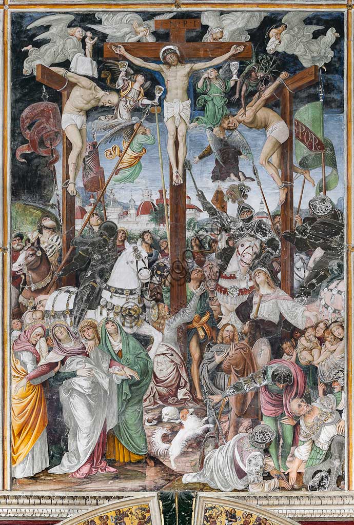 Varallo Sesia, Church of Santa Maria delle Grazie: frescoes of the Gaudenzio Ferrari wall "The life and the Passion of Christ", by Gaudenzio Ferrari, 1513. Detail of the "Crucifixion".