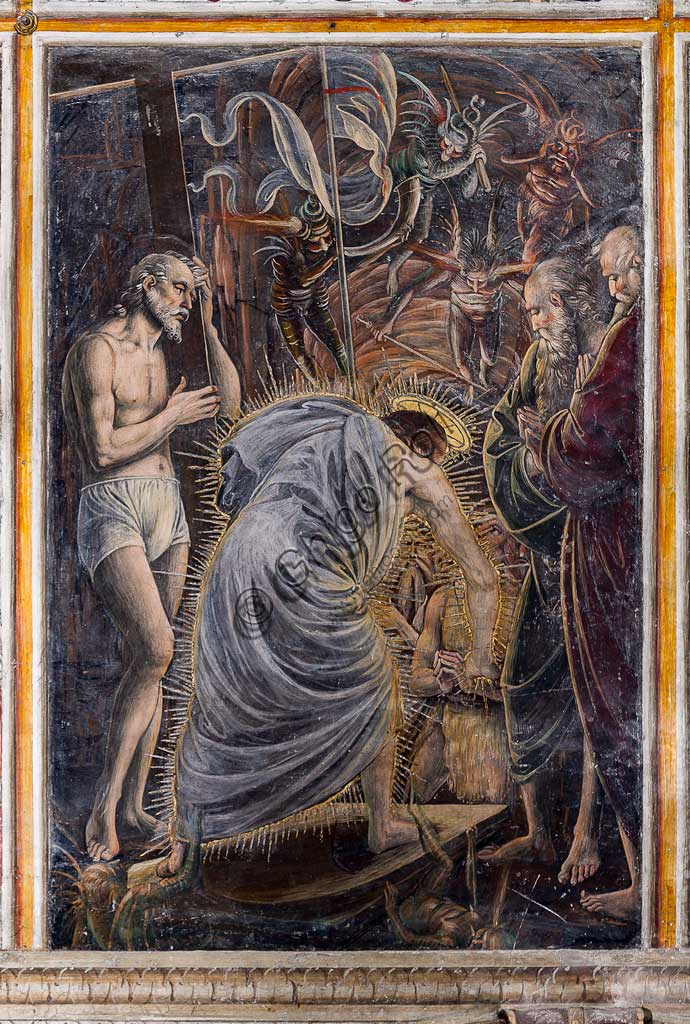 Varallo Sesia, Church of Santa Maria delle Grazie: frescoes of the Gaudenzio Ferrari wall "The life and the Passion of Christ", by Gaudenzio Ferrari, 1513. Detail of "Christ descending to the Underworld (Hell)".