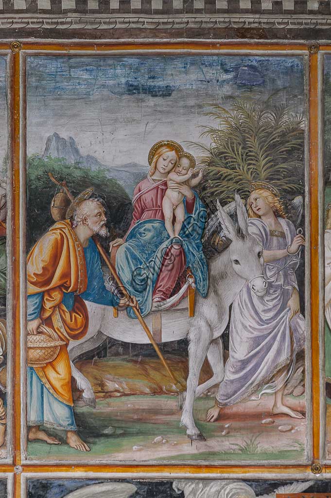 Varallo Sesia, Church of Santa Maria delle Grazie: frescoes of the Gaudenzio Ferrari wall "The life and the Passion of Christ", by Gaudenzio Ferrari, 1513. Detail of "Flight into Egypt".
