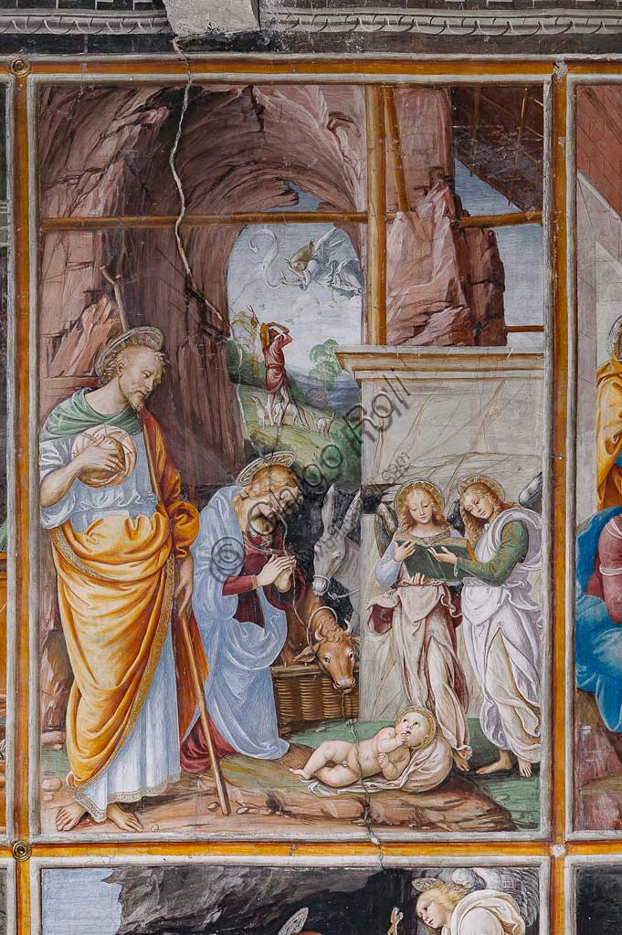 Varallo Sesia, Church of Santa Maria delle Grazie: frescoes of the Gaudenzio Ferrari wall "The life and the Passion of Christ", by Gaudenzio Ferrari, 1513. Detail of "The Nativity".