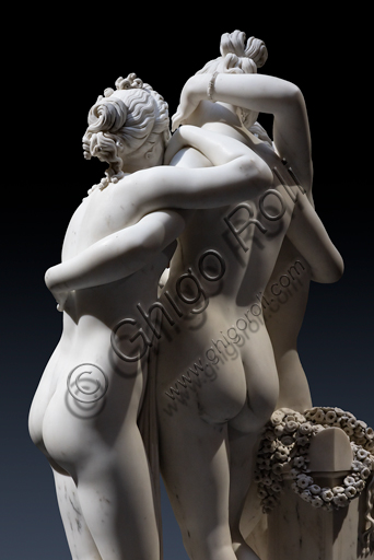 "Le tre Grazie", 1812-17, di Antonio Canova (1757 - 1822), marmo. Dettaglio della parte posteriore.