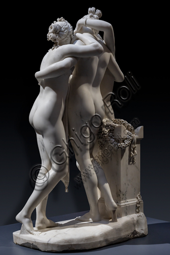 "Le tre Grazie", 1812-17, di Antonio Canova (1757 - 1822), marmo. Dettaglio della parte posteriore.