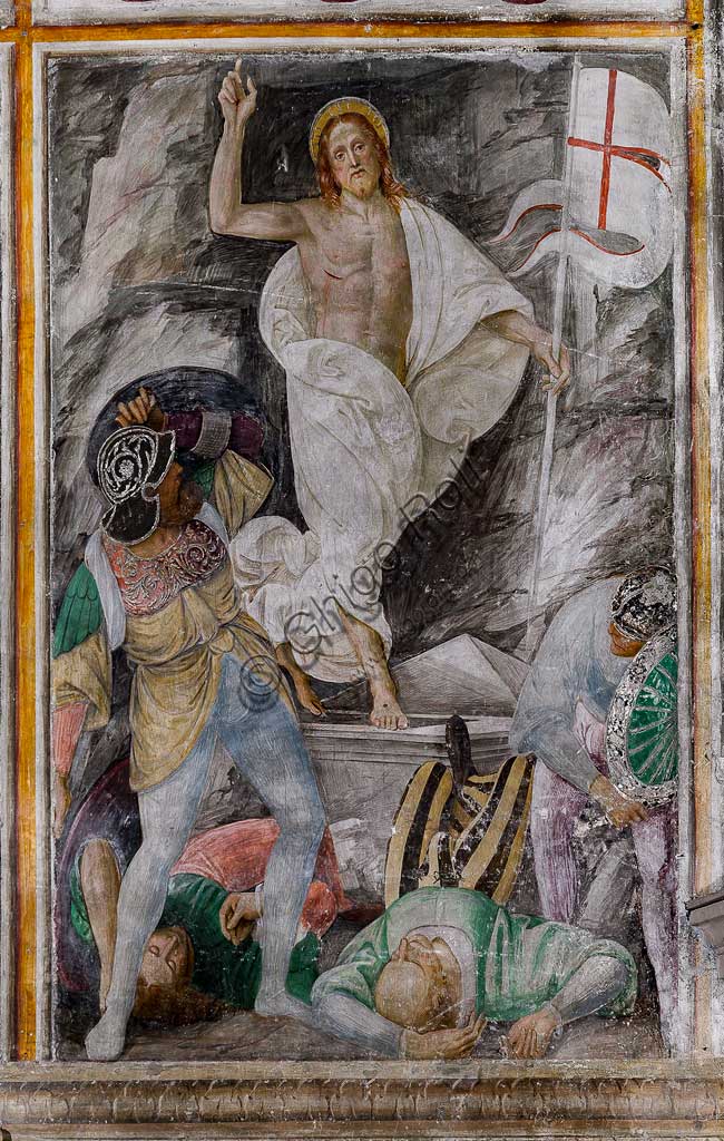 Varallo Sesia, Chiesa di S.ta Maria delle Grazie: affreschi della parete paudenziana “La vita e la passione di Cristo” , di Gaudenzio Ferrari, 1513. Particolare della "Resurrezione di Cristo".