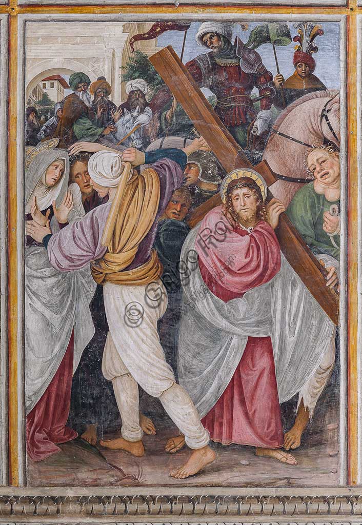 Varallo Sesia, Chiesa di S.ta Maria delle Grazie: affreschi della parete paudenziana “La vita e la passione di Cristo” , di Gaudenzio Ferrari, 1513. Particolare della "Salita al Calvario".