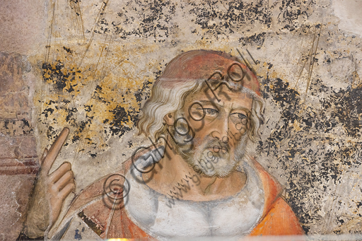  "Portrait of Isocrates or Demosthenes", detail from the allegory of Rhetoric. Fresco by Jacopo di Cione (brother of Orcagna, 1366-1406) based on the iconographic program of Coluccio Salutati, preserved in the Palazzo dell'Arte dei Giudici e Notai, or del Proconsolo in Florence.