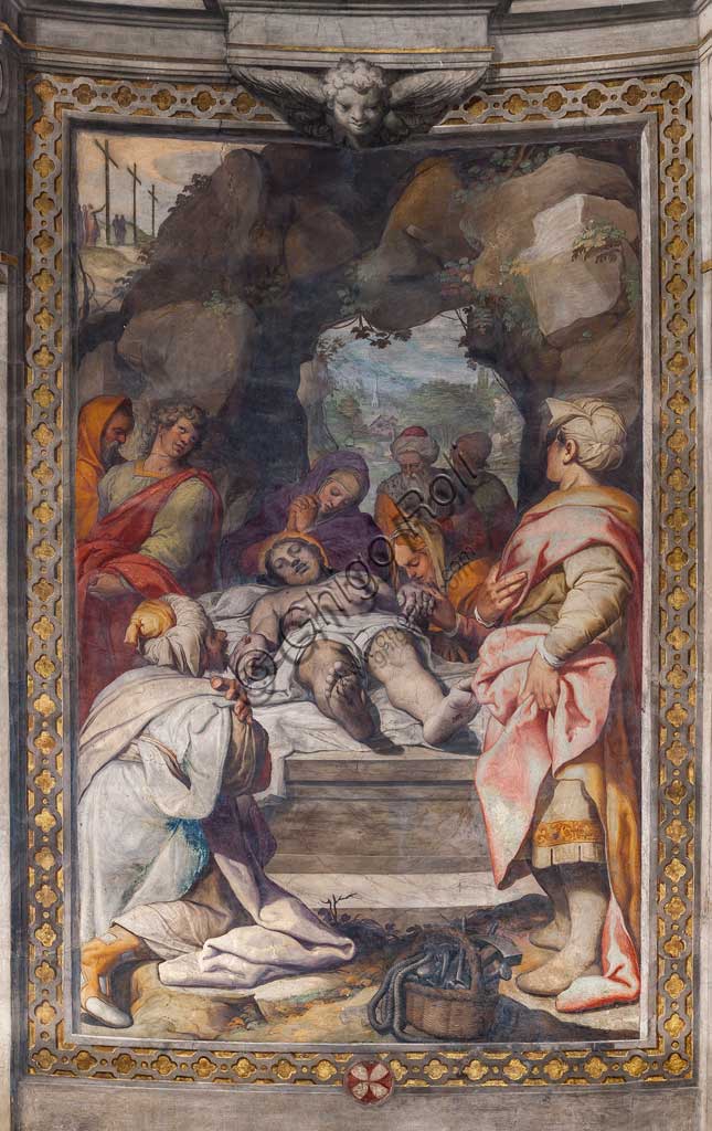 Basilica of St Prospero, the apse: "Lamentation over Dead Christ", fresco by Camillo Procaccini  (1585 - 1587).