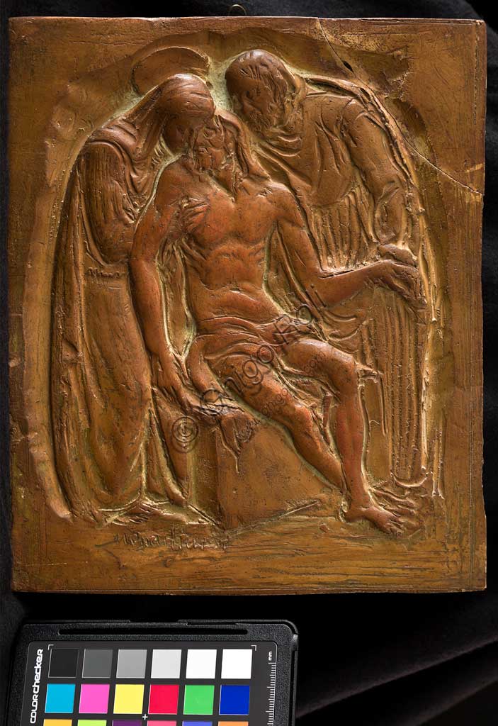 Collezione Assicoop Unipol:  Marino Quartieri; "Deposizione"; bassorilievo in terracotta, cm. 20,5 x 24,5.