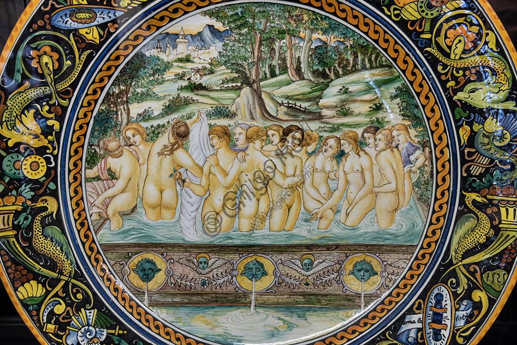  Deruta, Regional Ceramics Museum of Deruta: Plate representing The Fountain of Youth (Renaissance theme).