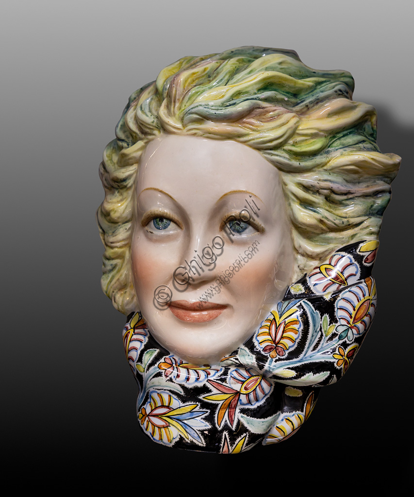  Deruta, Regional Ceramics Museum of Deruta: Head of a Woman, by Gaetano Magazzù, XX century.