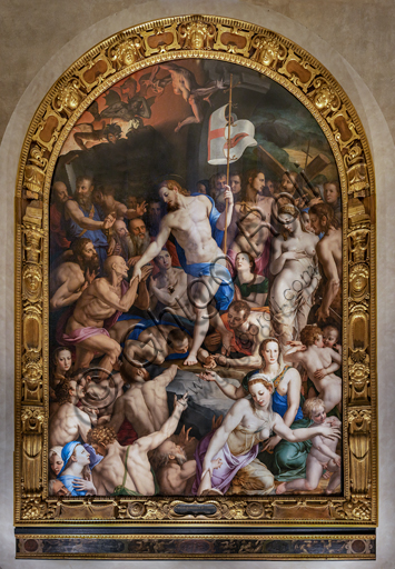 Basilica of the Holy Cross, Medici Chapel: "Descent of Christ to the Limbo", 1522, by Bronzino, oil painting on panel.