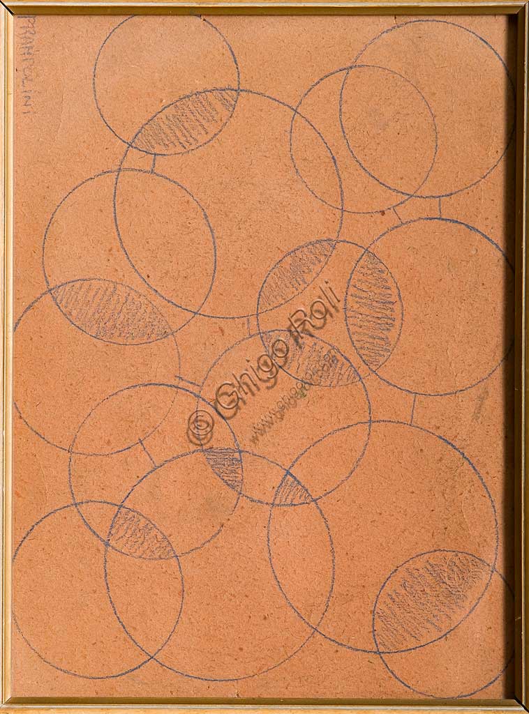 Assicoop - Unipol Collection: Enrico Prampolini (1894 - 1956), "Geometric Drawings"; pencil drawing.