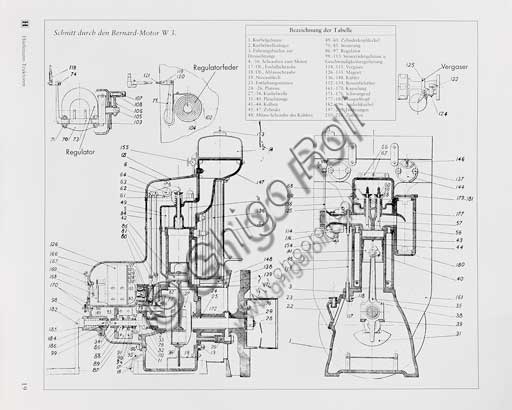 Trattore d'epoca. Particolare di disegno tecnico.Marca: HürlimannModello: 1 K 8Anno: 1929Alimentazione: benzinaNumero cilindri: 1Cilindrata: 850 ccPotenza: CV 8Caratteristiche:  Motore Bernard, costava tantissimo (3.750 franchi svizzeri)