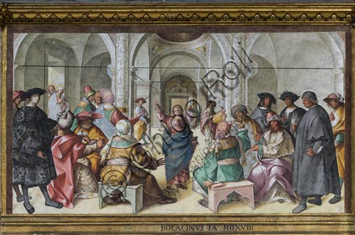 Cremona, Duomo (Cattedrale di S. Maria Assunta), interno,  presbiterio, ottavo arcone: "Disputa di Gesù con i Dottori", affresco di Boccaccio Boccaccino, 1518.