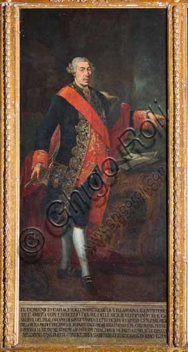 Palermo, The Royal Palace or Palazzo dei Normanni (Palace of the Normans), The Royal Apartment, The Viceroy Room: "Domenico Caracciolo", Viceroy from 1781 to 1786, known for having abolished the Inquisition court. Oil painting by Gaetano Mangano (late 18th century - early 19th century).