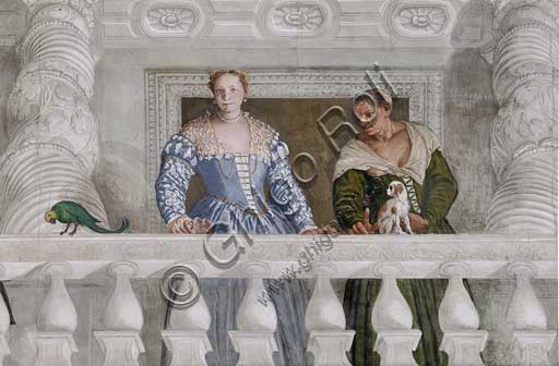  Maser, Villa Barbaro, the Hall of Olympus: "Donna Barbaro and her nurse". Fresco by Paolo Caliari, known as il Veronese, 1560 - 1561.