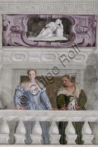 Maser, Villa Barbaro, Sala dell' Olimpo: "Donna Barbaro e la nutrice". Affresco del Veronese (Paolo Caliari), 1560 - 1561.