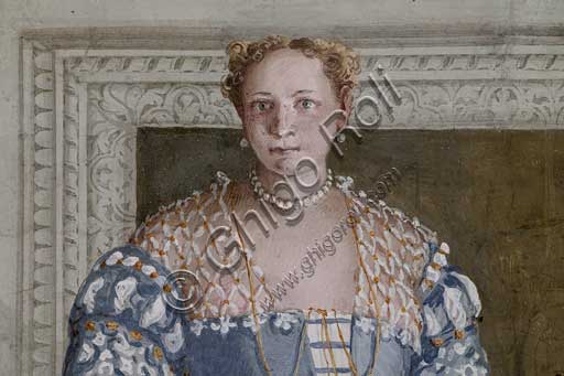 Maser, Villa Barbaro, Sala dell' Olimpo: "Donna Barbaro". Affresco del Veronese (Paolo Caliari), 1560 - 1561.