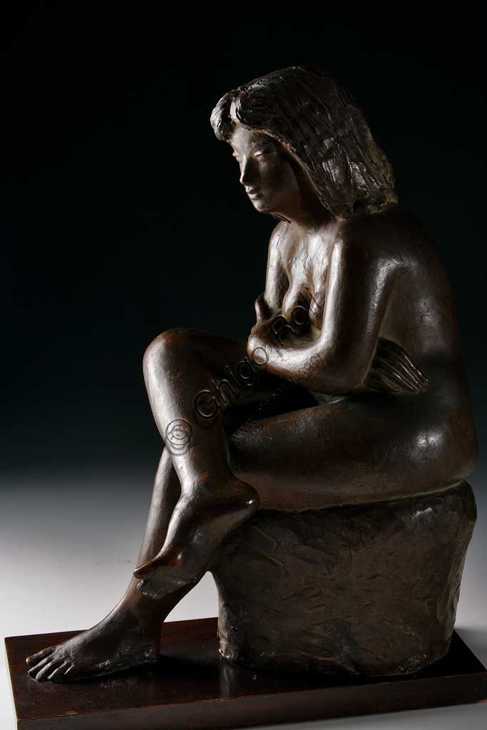 Collezione Assicoop - Unipol: Ivo Soli (1898-1976), "Donna seduta". Bronzo.