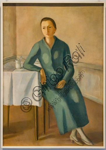 Museo Novecento: "Solitary woman", by Virgilio Guidi, 1938. Oil painting on board.