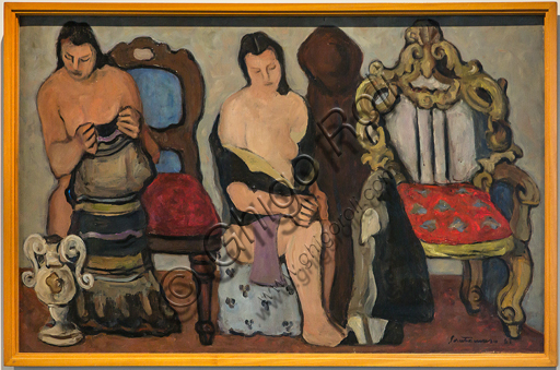 Museo Novecento: "Sitting Women", by Giuseppe Santomaso, 1941. Oil painting on canvas.