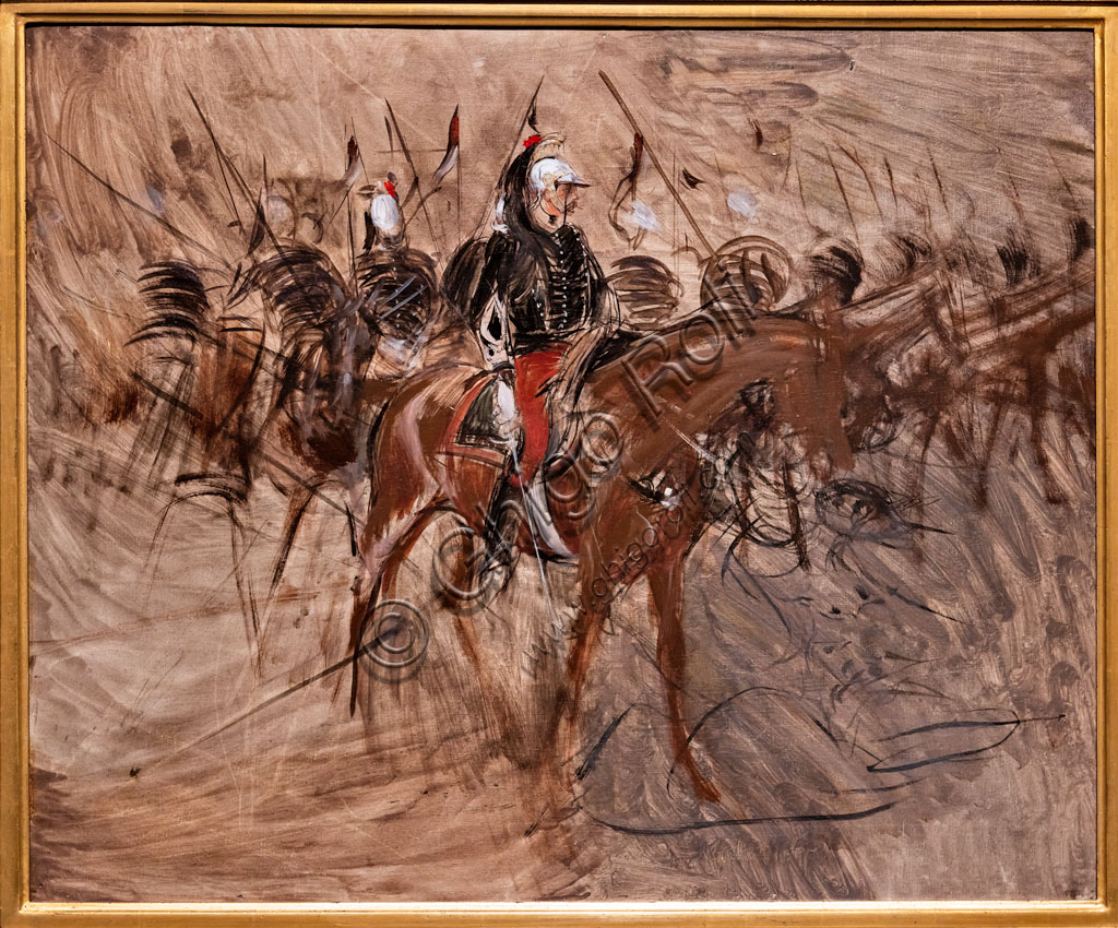 “Dragoni a cavallo”, di Giovanni Boldini, 1898, olio su tela.