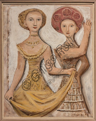Museo Novecento: "Two female dancers", by  Massimo Campigli (Max Ihlenfeld), 1938. Oil painting on canvas.