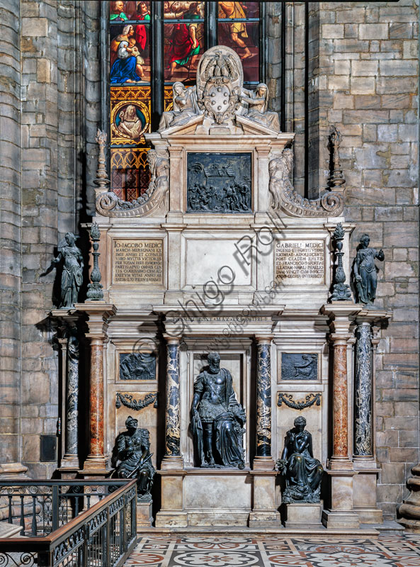  Duomo (the Cathedral), right aisle: Leone Leoni, “Funeral monument of Gian Giacomo Medici known as Medeghino” (1560-63). 