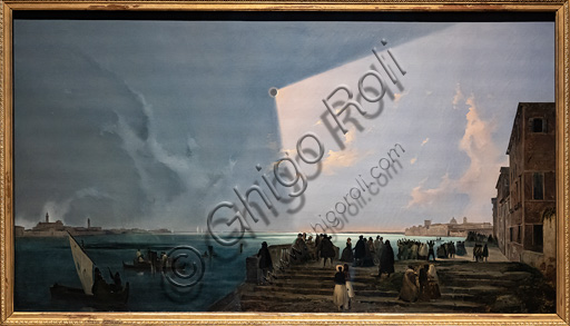 Ippolito Caffi: "Sun Eclipse at the fondamenta Nuove", oil painting, 1842.