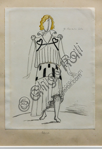 Museo Novecento: " Elvira for The Puritans, by V. Bellini", by Giorgio De Chirico. Pencil and watercoloured tempera on paper.