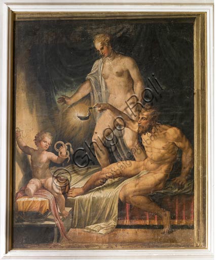 Parma, Soragna, Rocca Meli Lupi, Yellow Room: "Infant Hercules strangling the snakes," fresco of the sixteenth century.