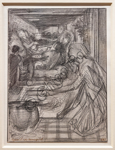 Studio  per "Ezechiele e la pentola che bolle" (1860)  di Edward Coley Burne Jones (1833 - 1895), grafite su carta.