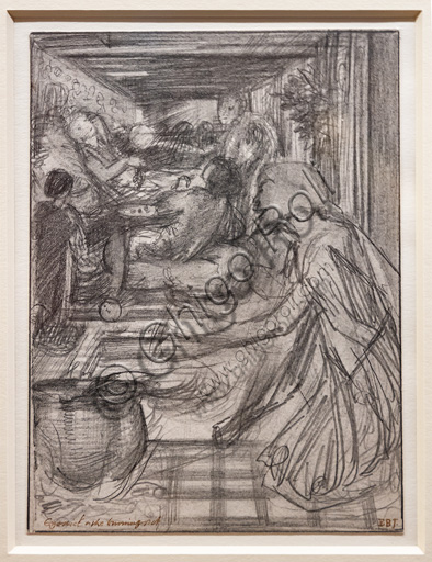  Study for "Ezekiel and the boiling pot", (1860)  by Edward Coley Burne Jones (1833 - 1895), graphite on paper.