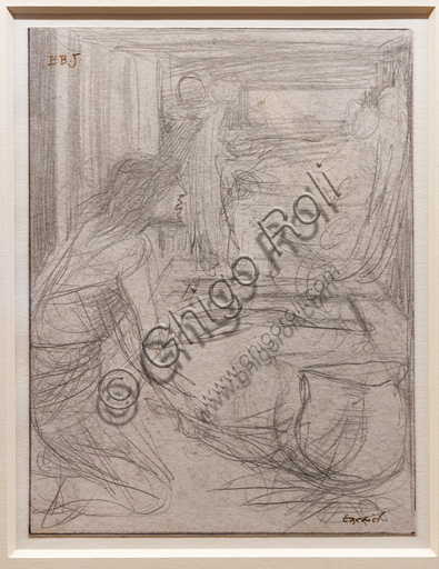  Study for "Ezekiel and the boiling pot", (1860)  by Edward Coley Burne Jones (1833 - 1895), graphite on paper.