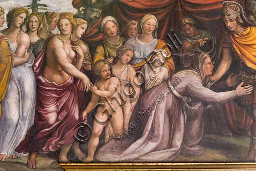 Roma, Villa Farnesina, Stanza di Alessandro (o Stanza delle Nozze Chigi): " La Famiglia di Dario davanti ad Alessandro", affresco del Sodoma (Giovanni Antonio de' Bazzi), 1519. Particolare.