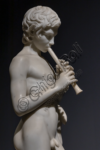  "Faun playing the Flute", 1859, by Pietro Tenerani (1789-1869), Carrara marble. 