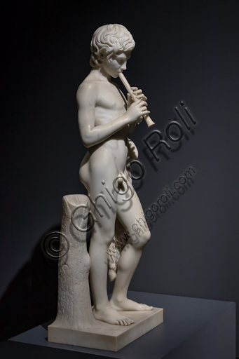 "Fauno in atto di suonare la tibia", 1859, di Pietro Tenerani (1789-1869), marmo di Carrara. 
