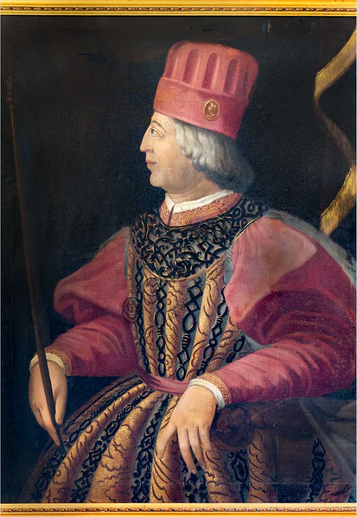 Ferrara, Castello Estense (the Estense Castle), also known as Castle of St. Michael: Portrait of Borso d'Este, XIX century.