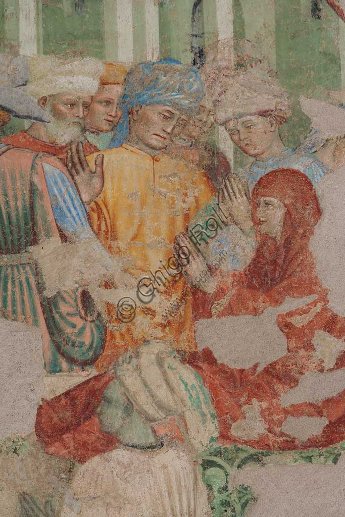 Ferrara, Pinacoteca Nazionale: affresco staccato dalla chiesa di San Domenico sulle Storie di San Giovanni Evangelista, attribuito a Maestro G.Z. (Michele dai Carri?), XV sec. Particolare.