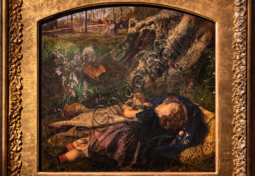  "La figlia del boscaiolo" (1860)  di Arthur Hughes (1832 - 1915); olio su tela.