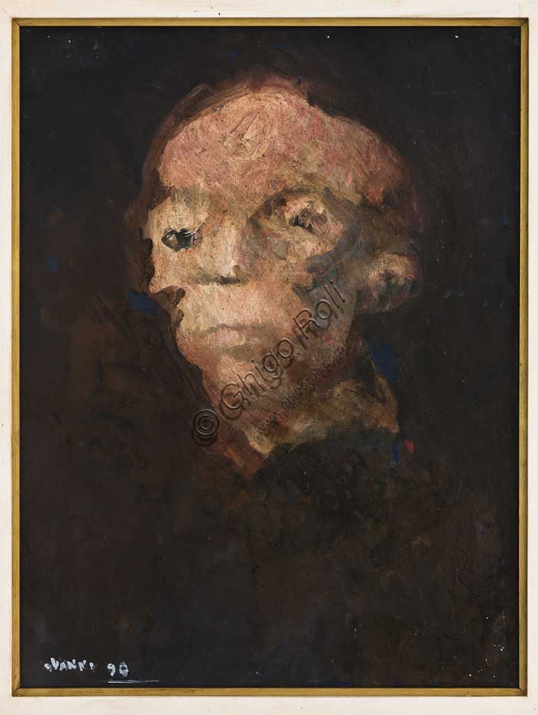 Collezione Assicoop Unipol: Vanni Ermanno (1930 - ); "Figura"; olio su tavola, 63,5 x 49,5. Recto.