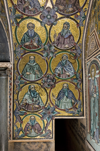 Firenze, Battistero di San Giovanni, i matronei, Galleria Sud, tribuna centrale (dei busti maschili):  mosaici dell'ambiente del Maestro di San Gaggio (circa 1300-1310).