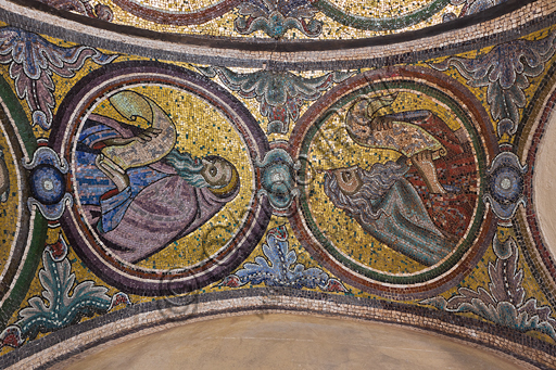 Firenze, Battistero di San Giovanni, i matronei, Galleria Sud, tribuna centrale (dei busti maschili):  mosaici dell'ambiente del Maestro di San Gaggio (circa 1300-1310).