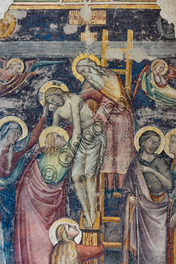“Deposizione”, affresco staccato attribuito a Niccolò di Pietro Gerini.  Particolare.Firenze, Chiesa di S. Ambrogio.
