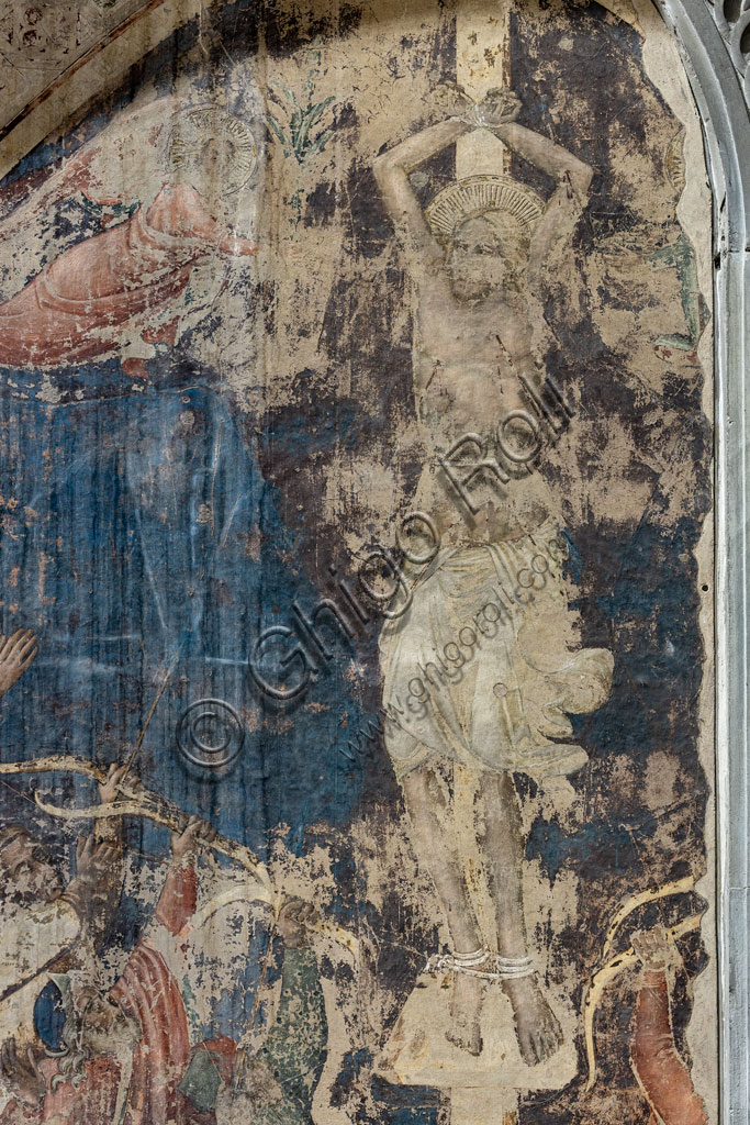 “Martirio di San Sebastiano” affresco staccato attribuito ad Agnolo Gaddi.Particolare.Firenze, Chiesa di S. Ambrogio.