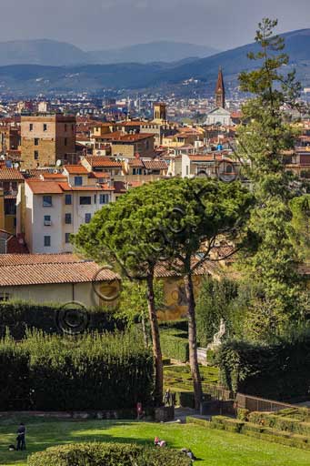   Florence: view of the town from the Boboli Gardens.