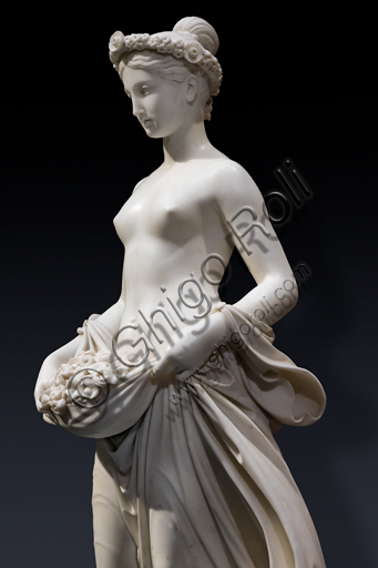 "Flora", 1838-40, di Pietro Tenerani (1789 - 1869), marmo. Particolare.