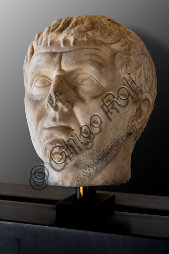  Foligno, Trinci Palace, Archaelogical Collection: one of the seven Roman heads that in the Middle Ages had been placed outside the painted Loggia to symbolize the Seven Ages of Man.  Virile Portrait, or Maturity (1st century a.C).