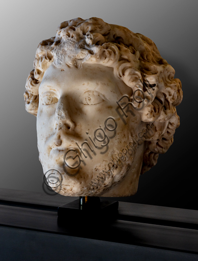  Foligno, Trinci Palace, Archaelogical Collection: one of the seven Roman heads that in the Middle Ages had been placed outside the painted Loggia to symbolize the Seven Ages of Man.  Portrait of young man, or the Adolescence (II century a.C).