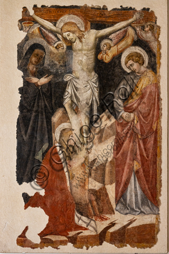  Foligno, Trinci Palace: Crucifixion, by Giovanni di Corraduccio di Galasso, known as il Mazzaforte, detached fresco, 1428.