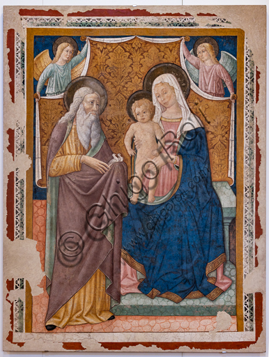 Foligno, Palazzo Trinci: Madonna con Bambino e S. Simeone, affresco staccato di Pierantonio Mezzastris, seconda metà del XV secolo. 